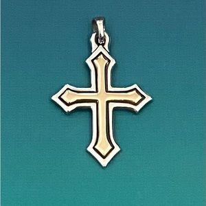 James Avery Retired Passion Cross silver and 18k gold Pendant